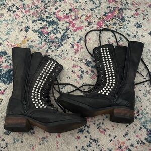 Studded Black Combat Boots Steve Madden